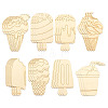 80Pcs 8 Styles Unfinished Wood Cabochons WOOD-CJ0001-75-1