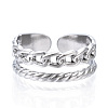 Non-Tarnish 304 Stainless Steel Curb Chains Shape Open Cuff Ring for Women RJEW-N040-31-2