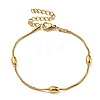 Ion Plating(IP) 304 Stainless Steel Round Snake Chain Bracelet with Oval Beaded BJEW-E088-03G-1