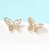 Brass Micro Pave Cubic Zirconia Stud Earrings KK-CBA7960-11G-1