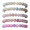 5Pcs 5 Color Crackle Glass Round Beaded Stretch Bracelets Set BJEW-JB09695-01-1