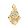 Brass Micro Pave Cubic Zirconia Palm Charms KK-C012-22G-1