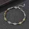 304 Stainless Steel Dapped Chains Bracelets for Women BJEW-D466-08C-GP-4