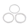 3Pcs Round Synthetic Quartz Crystal Beads Stretch Bracelets BJEW-JB10962-4