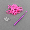 Fluorescent Neon Color Rubber Loom Bands Refills with Accessories DIY-R006-04-2