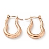 Ion Plating(IP) 304 Stainless Steel Twist Oval Hoop Earrings for Women EJEW-G293-07RG-1