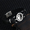 Stainless Steel Yin Yang Link Bracelet with Leather Cords PW-WG54823-01-1