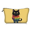 Black Cat in Colorful Clothes Print Polyester Cosmetic Zipper Pouches PW-WG80394-04-1