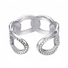 304 Stainless Steel Curb Chain Open Cuff Ring RJEW-T023-21P-2