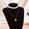 Alloy Enamel Letter Pendant Single Face White Velvet Ribbon & Brass Chain Double Layered Choker Necklaces NJEW-TAC0035-6