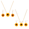 FIBLOOM Sunflower Jewelry Set with Imitation Pearl Beaded SJEW-FI0001-30-9