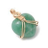 Natural Green Aventurine Copper Wire Wrapped Pendants PALLOY-JF03309-03-3