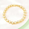 Start Brass Pave Clear Cubic Zirconia Link Chain Bracelets for Women BJEW-T025-02G-5