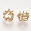 Brass with Clear Cubic Zirconia Crown European Beads KK-T035-122-M-2