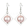 ABS Plastic Imitation Pearl with Rhombus Dangle Earrings EJEW-JE05501-1
