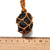 Natural Black Tourmaline Macrame Pouch Adjustable Slider Necklaces NJEW-M090-01-2