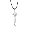 Acrylic Imitation Pearl & Glass Alloy Wing Angel Pendant Necklaces NJEW-MZ00052-1