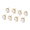 SHEGRACE Brass ABS Imitation Pearl Half Round Stud Earring Findings XGR0100G-119G-1