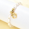 304 Stainless Steel Paw Print Charm Bracelets for Women BJEW-C098-12G-1