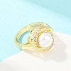 Brass Micro Pave Cubic Zirconia Finger Rings for Women RJEW-D340-02G-09-4