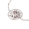 Colorful Cubic Zirconia Ring with Sun Link Bracelet with 304 Stainless Steel Satellite Chain for Women BJEW-F428-02P-2