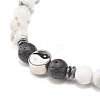 Natural Howlite & Lava Rock Round Beaded Bracelets Set with Yin Yang BJEW-JB07644-02-4