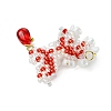 Glass Seed Beaded Butterfly with Flower Pendants PALLOY-MZ00514-02-4