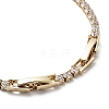 Heart Brass Link Bracelet with Clear Cubic Zirconia Tennis Chains BJEW-G690-05G-3