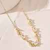 Brass Pave Cubic Zirconia Rose Flower Link Cable Chain Necklaces for Women NJEW-C121-05B-01G-2