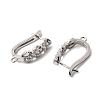 Flat Round Brass Micro Pave Clear Cubic Zirconia Hoop Earring Findings KK-A289-02P-2