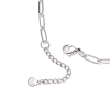Alloy & Natural White Shell Pendant Brass Paperclip Chain Necklaces for Women NJEW-JN05406-03-5