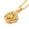 Rhinestone Flower Pandant Necklace with Cable Chains LS-NJEW-K247-01G-2