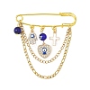 2Pcs Blue Evil Eye Alloy Enamel Charm Kilt Pins JEWB-BR00197-4