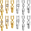 12Pcs 6 Styles Rack Plating Brass Micro Pave Clear Cubic Zirconia Fold Over Clasps KK-SC0005-94-1