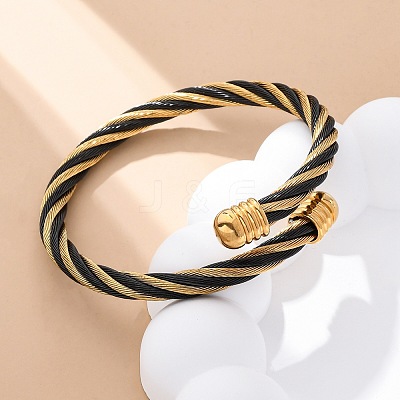 304 Stainless Steel Torque Bangles for Women Men BJEW-G584-18G-04-1