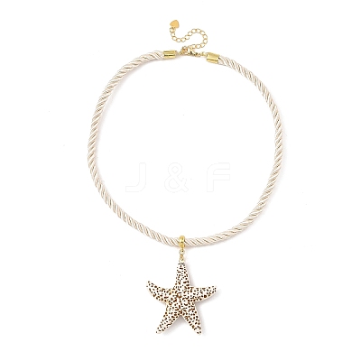 Ocean Spray Painted Opaque Acrylic Starfish Pendant Twisted Nylon Cord Necklaces for Women NJEW-JN06454-1