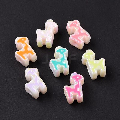 UV Plating Rainbow Iridescent Acrylic European Beads SACR-E009-45-1