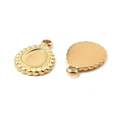 304 Stainless Steel Pendant Cabochon Settings STAS-A089-07G-1