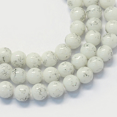 Baking Paint Glass Round Bead Strands X-DGLA-Q019-8mm-41-1