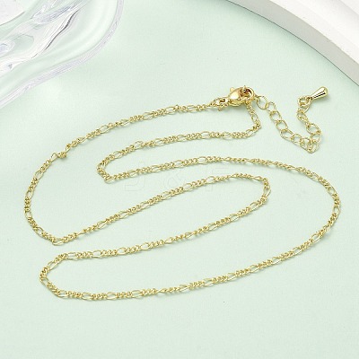 2MM Brass Figaro Chain Necklaces NJEW-P339-08G-1
