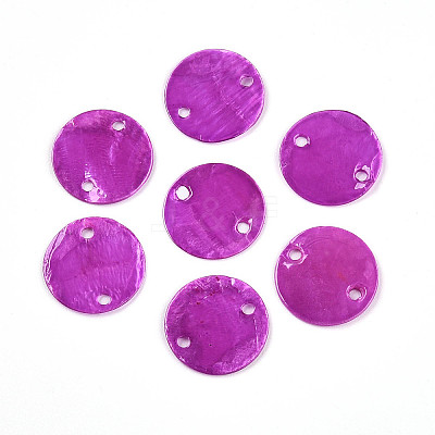 Dyed Natural Capiz Shell Disc Links Connector Charms SSHEL-WH0006-01A-8-1