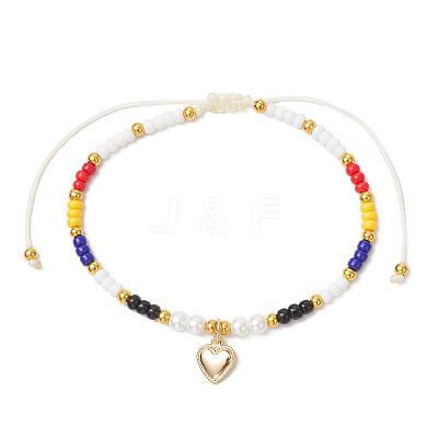 Adjustable Glass Seed Round Beaded Braided Bracelets BJEW-MZ00187-02-1