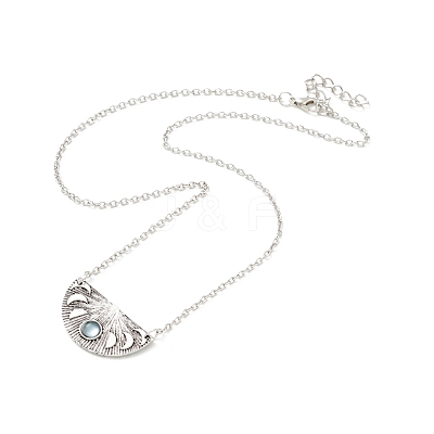 Alloy Moon Phase Pendant Necklace with Resin Beaded NJEW-G056-08AS-1