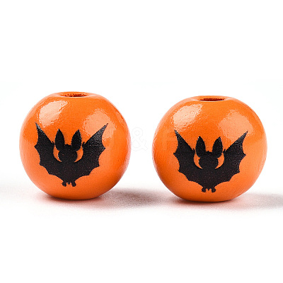 Halloween Theme Wood European Beads WOOD-N016-04I-1