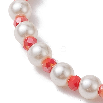 Lampwork Enamel Donut & Glass Beaded Stretch Bracelet BJEW-JB10132-1