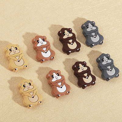 16Pcs 4 Colors Squirrel Food Grade Eco-Friendly Silicone Focal Beads SIL-CA0003-02-1