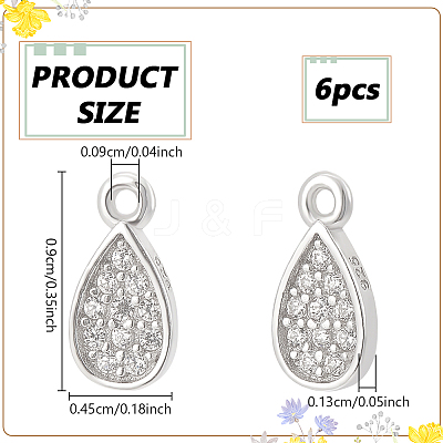 6Pcs Rhodium Plated 925 Sterling Silver Pendant STER-PH0003-36-1