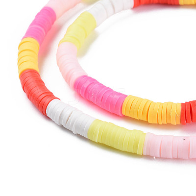 Fixed 6 Color Handmade Polymer Clay Bead Strands CLAY-S096-029P-1