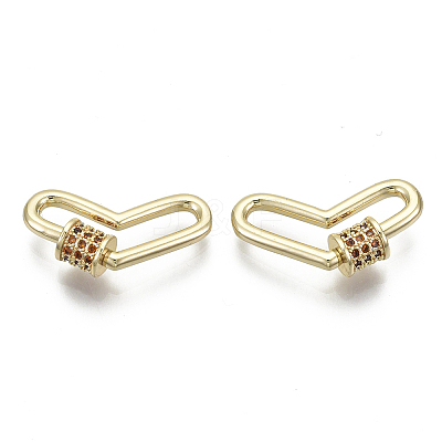 Brass Micro Pave Cubic Zirconia Screw Carabiner Lock Charms KK-R136-066B-NF-1