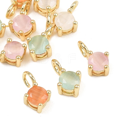 Brass Cat Eye Pendants KK-C251-09A-G-1
